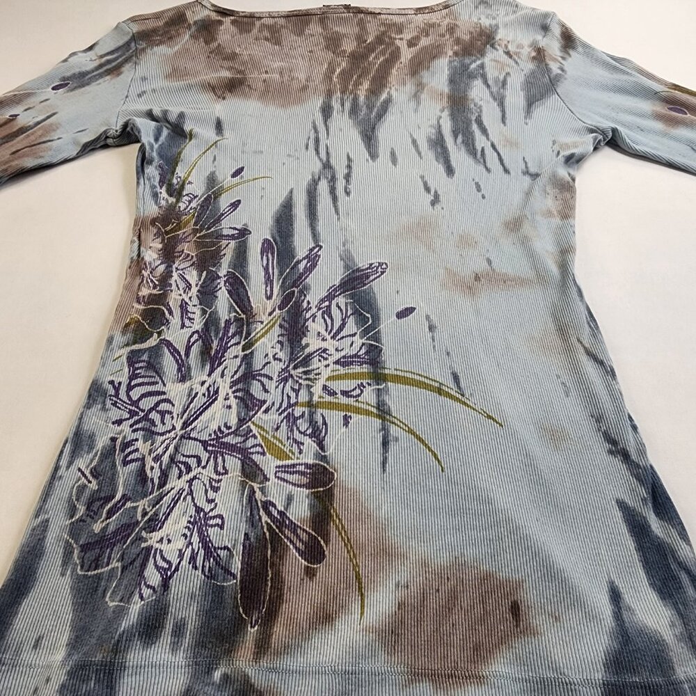 VTG Y2K Sledge USA Large L Thermal Graphic Shirt Cyber Fleur 3D Affliction Style - Picture 6 of 10